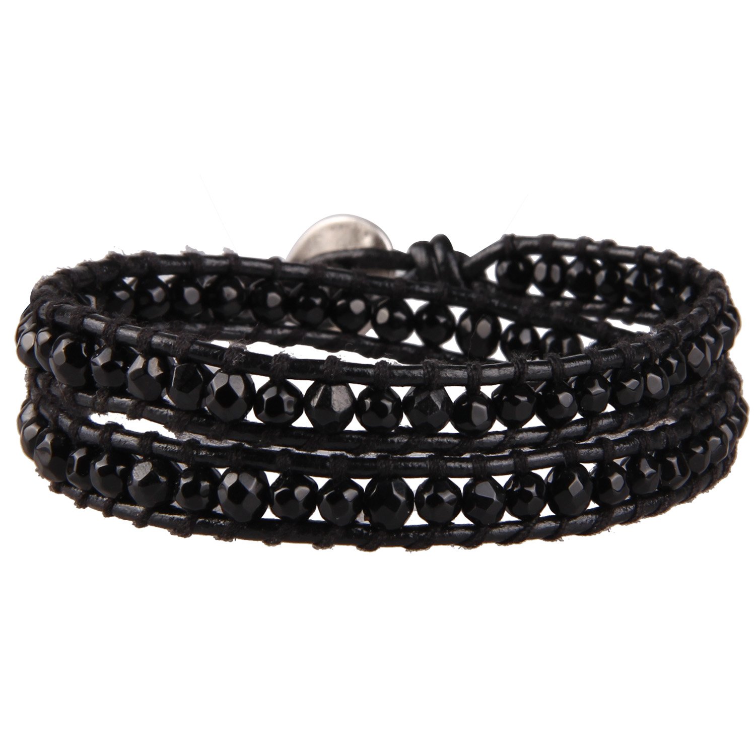 KELITCH Double Wrap Bracelet for Women - Hand-Braided Turquoise Bead Boho Leather Bracelet with Adjustable Closure | Perfect for Casual Wear, Music Festivals & Beach Outfits