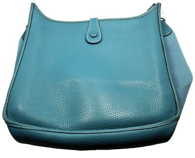 Authentic Hermes Evelyne Blue Jean Clemence Leather PM Handbag Purse for Women - Luxury Everyday Shoulder Bag for Work, Travel & Casual Outings