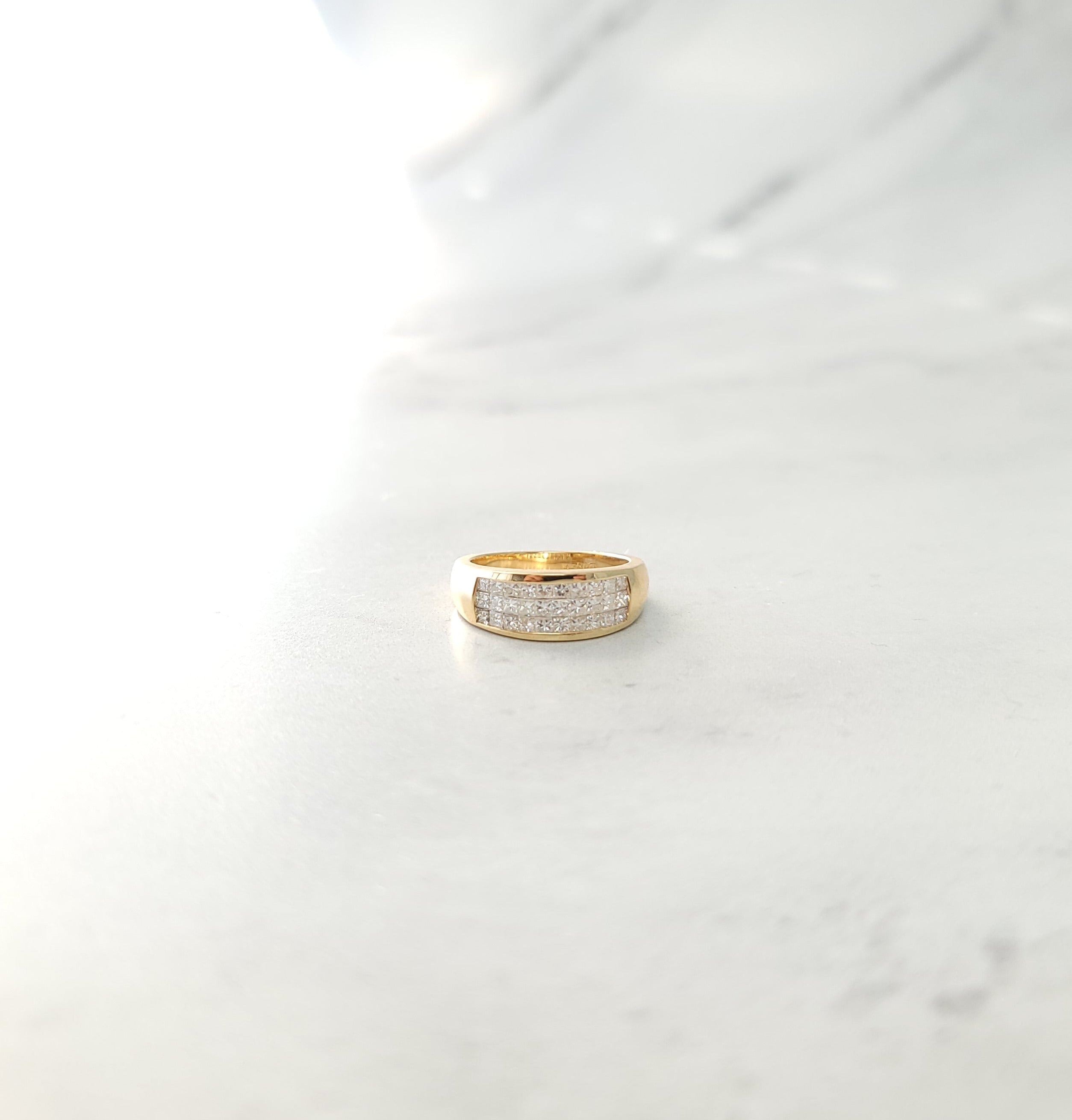 1 Carat Triple Row Princess Cut Diamond Wedding Band - Elegant Bridal Ring for Engagement, Anniversary & Special Occasions