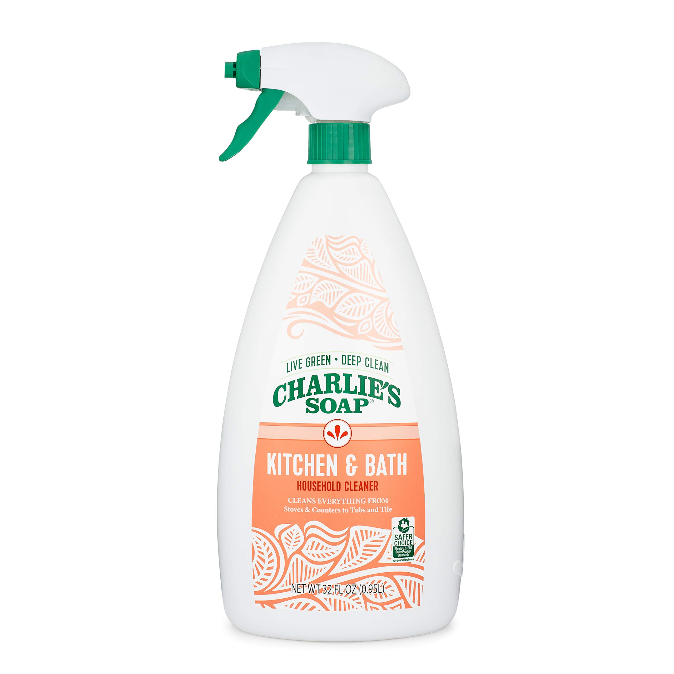 Charlie's Soap All-Natural Biodegradable Multi-Surface Cleaner Spray - 32 Fl. Oz (1 Pack) for Kitchen, Bathroom & Household Use | Safe for Countertops, Sinks, Tiles & More