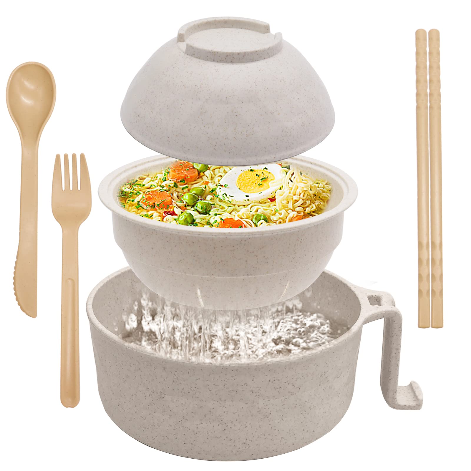 33oz Microwave Safe Ramen Noodle Bowl Set with Chopsticks - BPA Free, Durable & Leak-Proof - Perfect for College Dorm, Office Lunch & Quick Meals