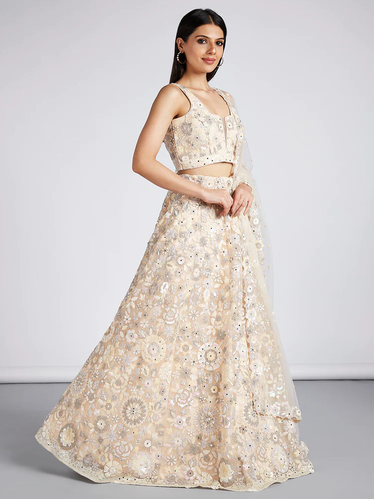 Elegant Heavy Sequined Mirror Embroidery Lehenga Choli (D344A) - Perfect for Weddings, Parties & Festive Occasions