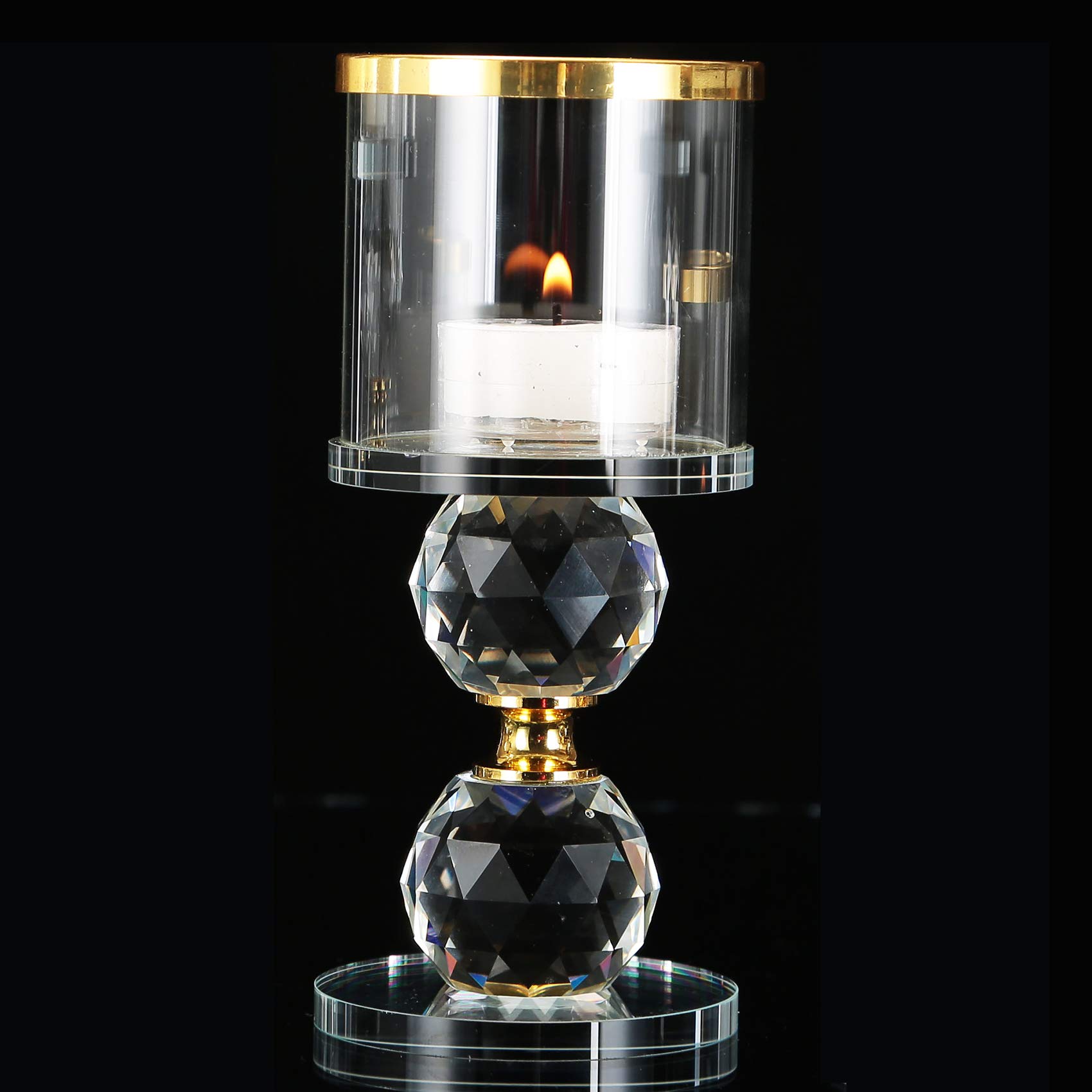 3 Crystal Candle Holders Set - Elegant Table Centerpiece for Living Room, Dining & Parties