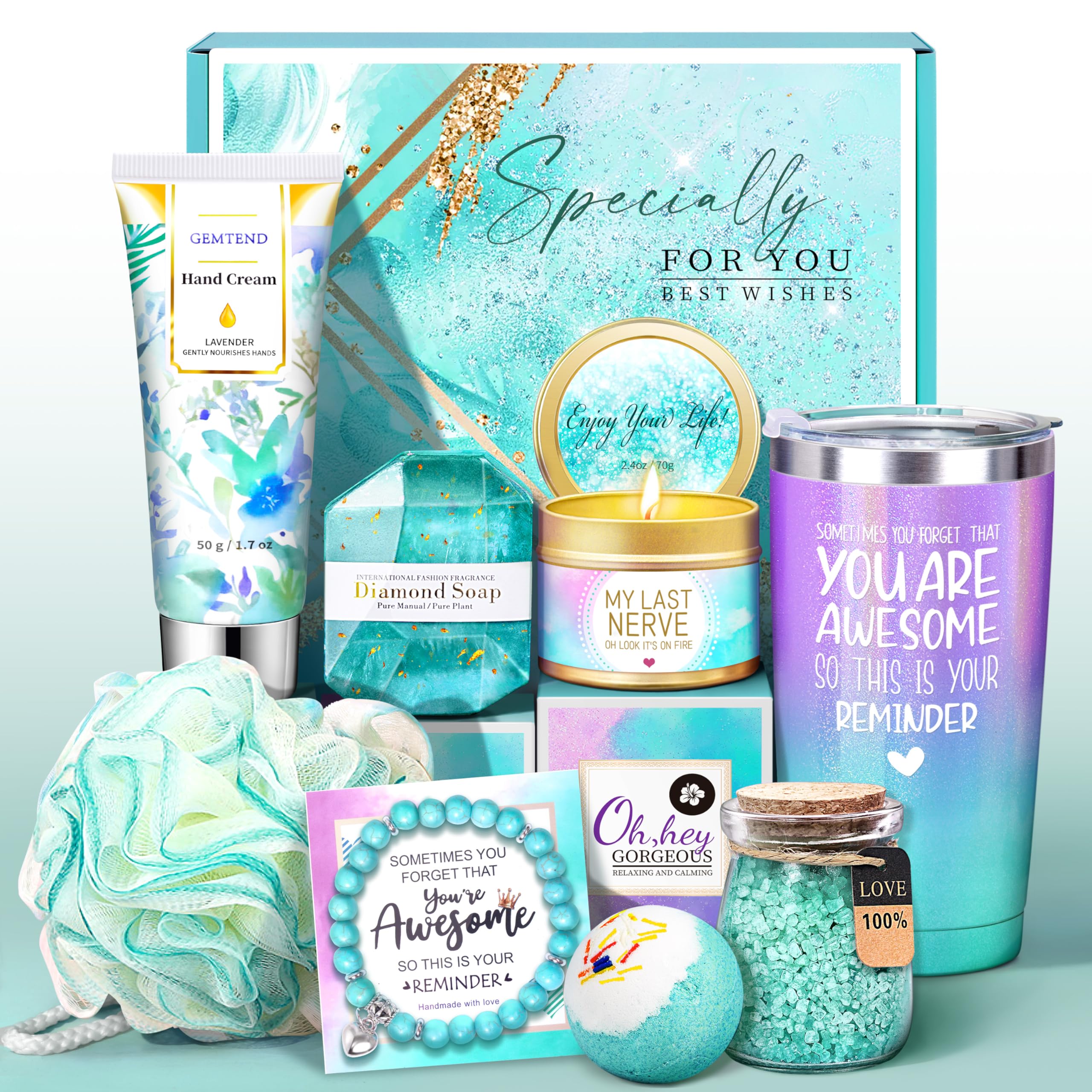 Relaxing Spa Gift Basket for Women - Birthday, Christmas, Valentine's Day & Mother's Day Gifts for Her, Mom, Wife, Girlfriend, Sister & Friends | Self Care & Pampering Gifts for Women | Perfect for Home Spa Nights, Stress Relief & Special Occasions