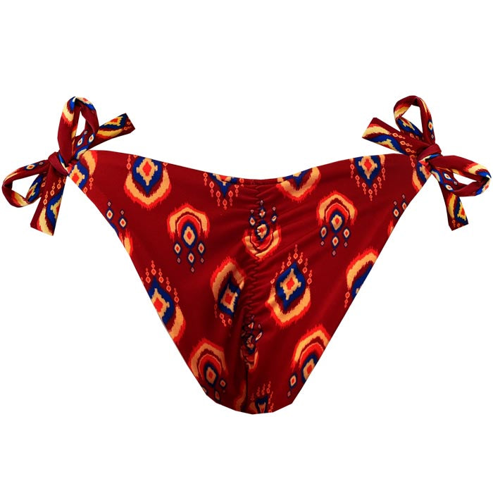 Brazilian Tie Side Scrunch Bikini Bottom - High Waisted Cheeky Swimwear for Women, Summer Beach Vacation & Pool Party