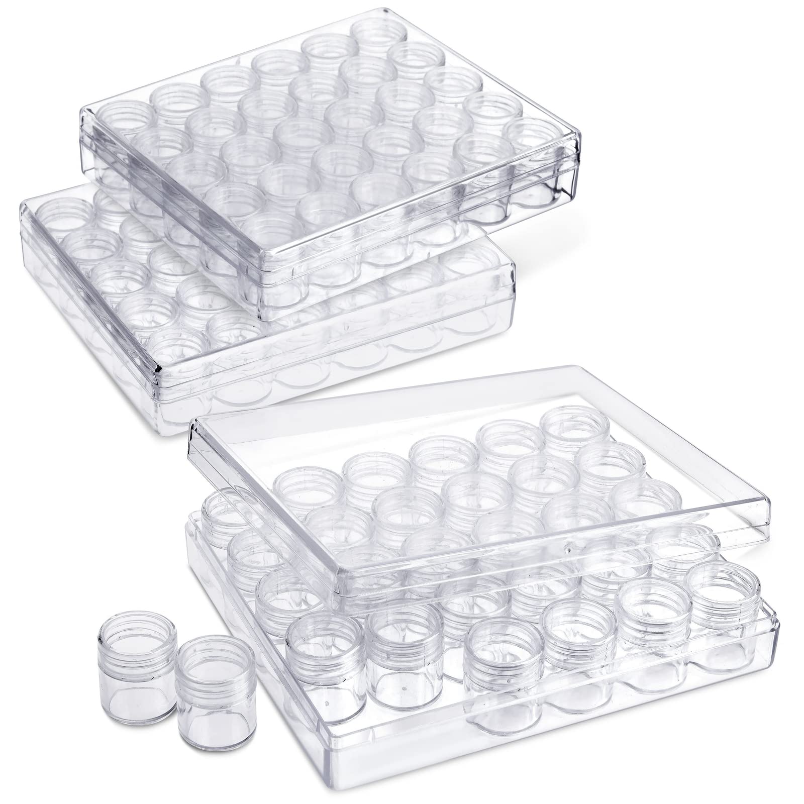 Bright Creations Clear Bead Storage Organizers - 3 Pack Plastic Containers with Lids for Glitter, Beads, Arts & Crafts Supplies (93 Pieces) - Perfect for Jewelry Making, DIY Projects & Craft Room Organization