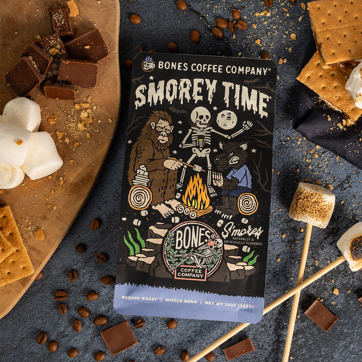 Decaf S'morey Time Coffee - 12oz Bag of Rich Chocolate & Marshmallow Flavored Decaf Coffee - Perfect for Campfires, Cozy Nights & Holiday Gifting