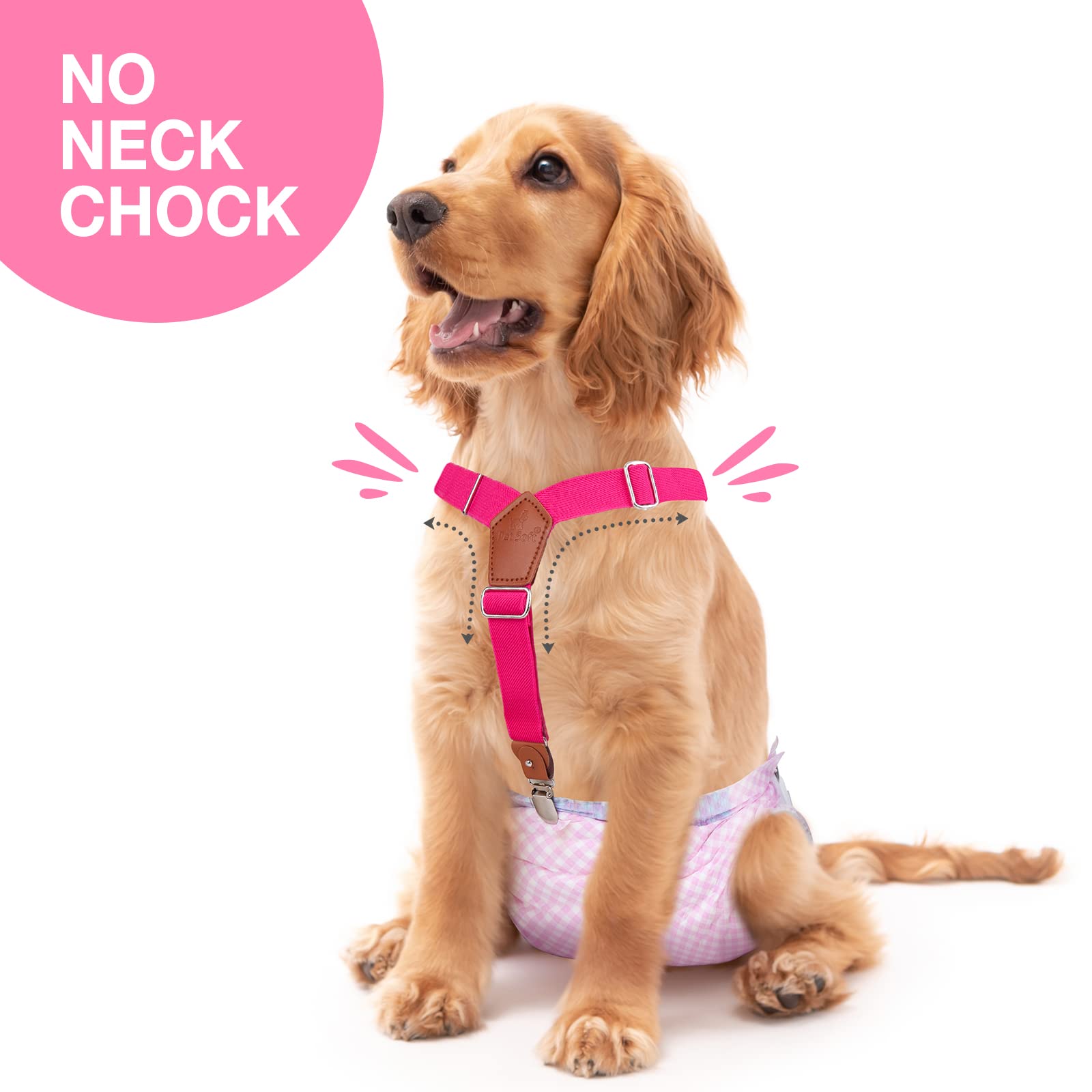Pet Soft Dog Suspenders 2-Pack - Adjustable Diaper Suspenders for Small/Medium Female Dogs - Secure Dog Diapers, Skirts & Dresses (Black & Pink) - Perfect for Playtime, Walks & Special Occasions