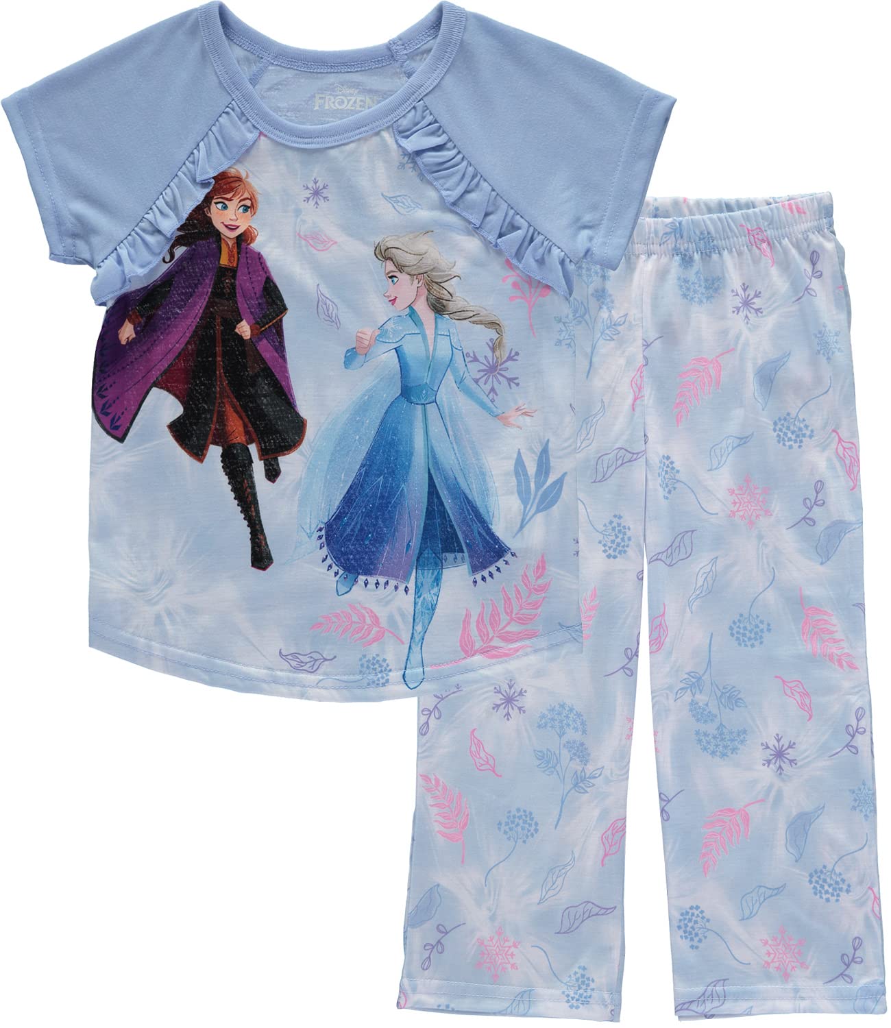 Disney Frozen Girls' Pajama Set - 2-Piece Cotton Sleepwear for Kids (Size 4) | Perfect for Bedtime, Sleepovers & Cozy Winter Nights