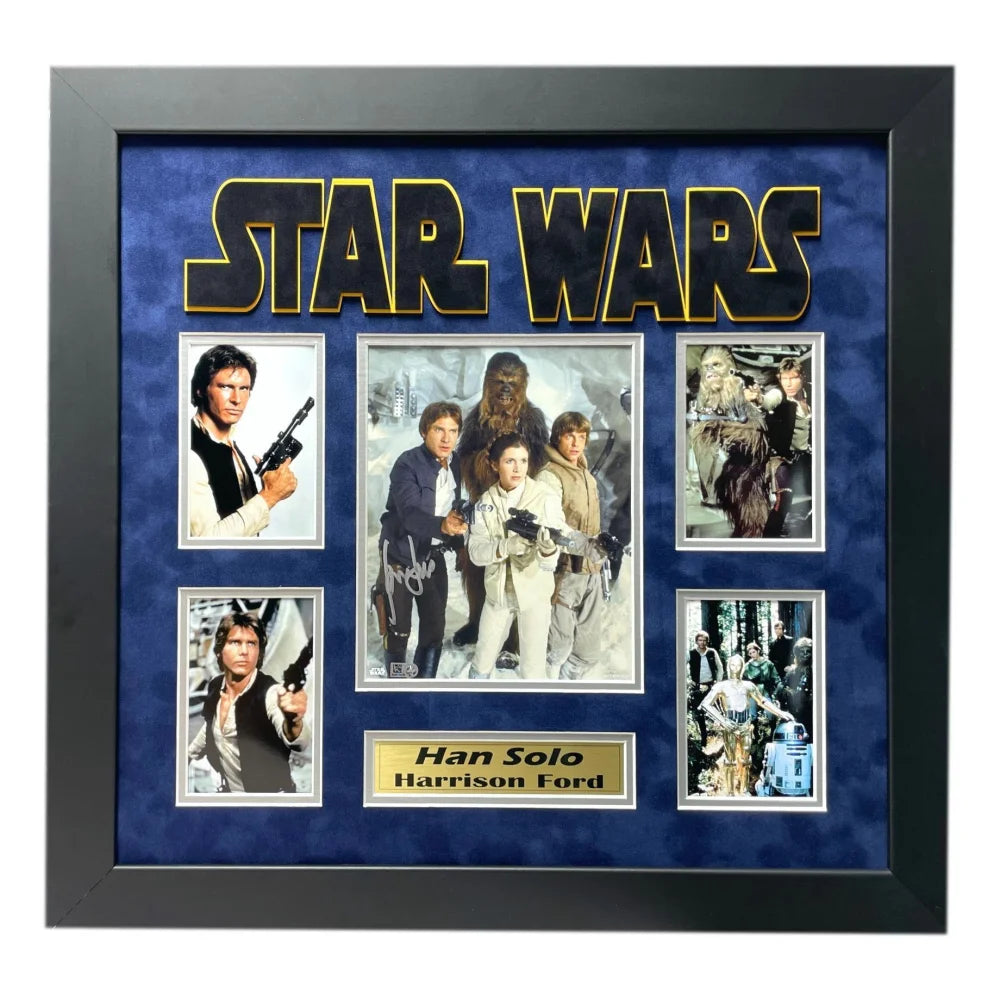 Harrison Ford Autographed Han Solo Star Wars 8x10 Photo Framed with Topps COA - Perfect for Collectors, Fans & Home Theater Decor