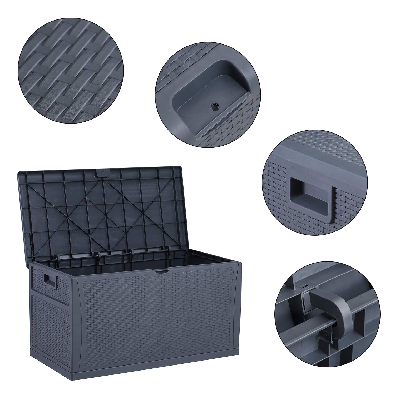 120-Gallon Waterproof Outdoor Storage Deck Box - Durable Plastic Deck Box for Patio, Garden & Backyard Organization - Perfect for Cushions, Toys & Pool Accessories