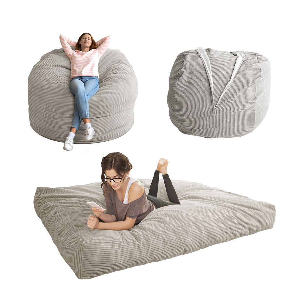 MAXYOYO Giant Bean Bag Bed - Corduroy Convertible Chair & Floor Mattress for Adults | Comfortable Lounge Chair & Guest Bed for Living Room, Bedroom & Dorm