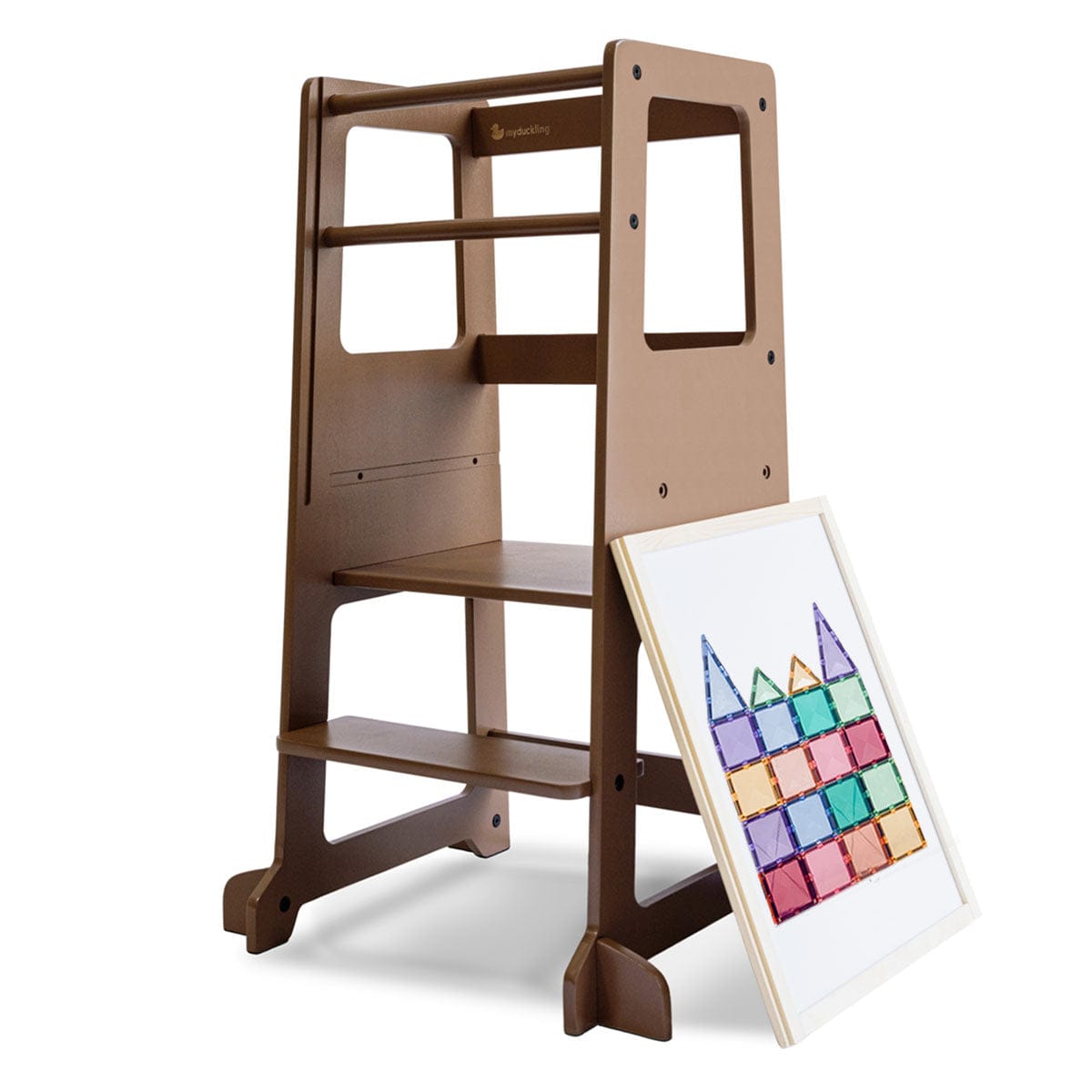 LOLA Deluxe Wooden Learning Tower for Toddlers - Adjustable Height Kitchen Helper Step Stool - Safe & Sturdy Montessori Toddler Standing Tower for Cooking, Baking & Learning - Perfect for Kids Ages 2-6