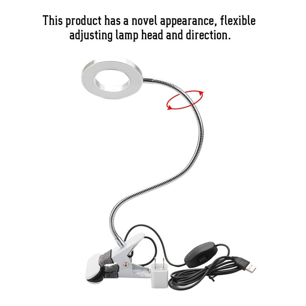 USB Gooseneck Desk Lamp with Clip - Adjustable Circle Makeup Light for Eyebrow & Lip Tattoo, Beauty Salon & Home Use | Portable LED Reading Light for Makeup, Study & Office Work