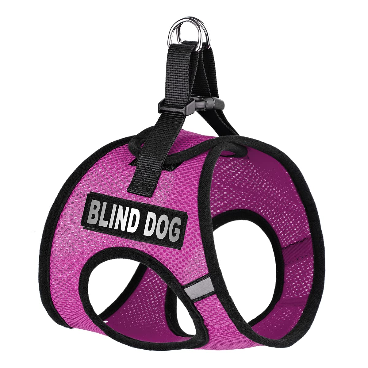 Step-in Mesh Dog Harness with Blind Dog Patches - No Choke Soft Padded Vest for Small, Medium & Large Dogs (19-21