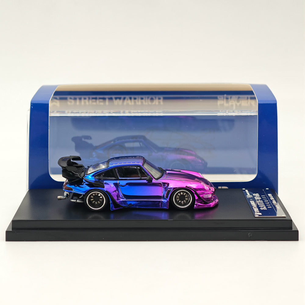1:64 Scale STREET WARRIOR Porsche 993 RWB Gradient Chrome Purple Diecast Model Car - Limited Edition Collectible for Car Enthusiasts & Display Showcase