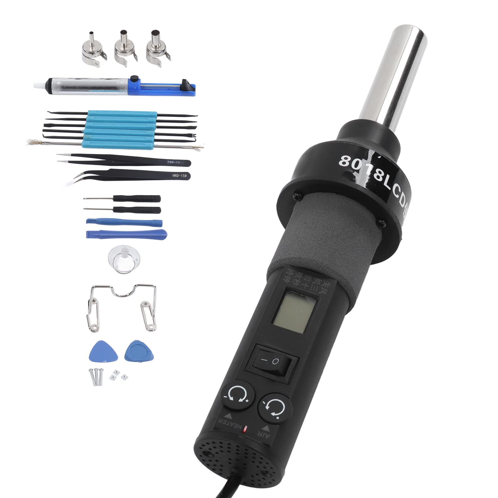 Portable Hot Air Gun with LCD Display - Adjustable Temperature Electronic Heat Gun for Soldering & Desoldering (110V US Plug) - Perfect for DIY Electronics Repair, Craft Projects, and Home Improvement