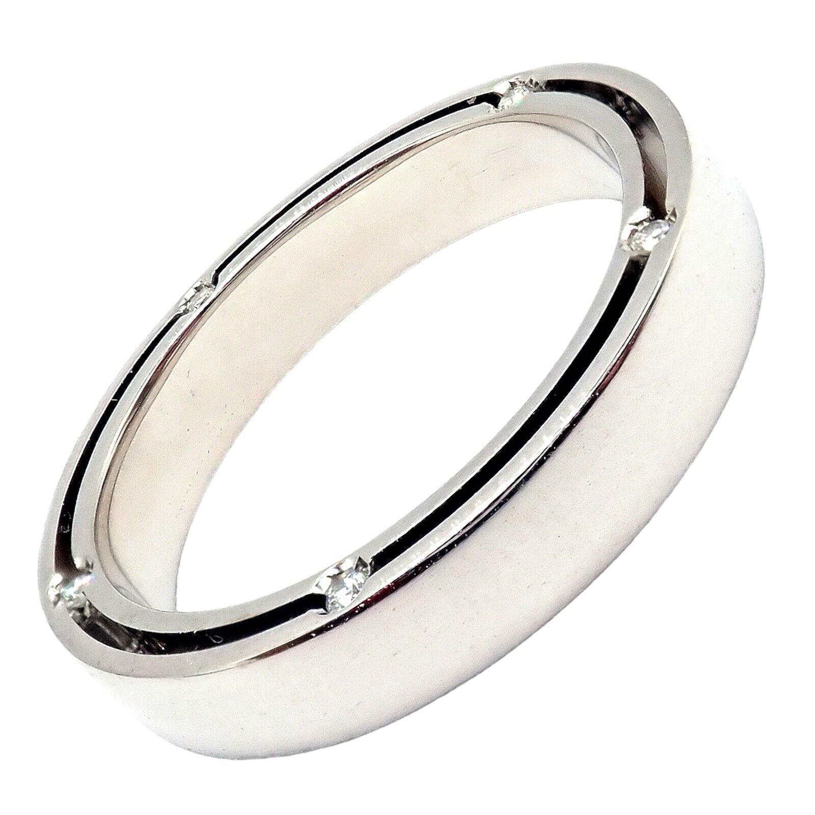 Authentic Damiani 18K White Gold Diamond D-Side 4mm Band Ring Size 7.75 - Perfect for Weddings, Anniversaries & Luxury Gifts
