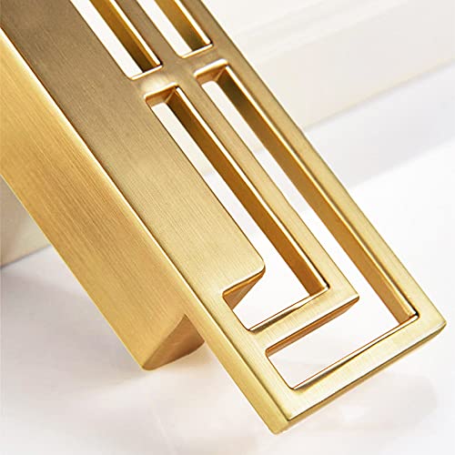 6Pcs Gold Brushed Drawer Handles Pulls - Modern Chinese Auspicious Pattern Cabinet Knobs, 32mm Double Hole Golden Copper Handles for Closet, TV Stand, Dresser & Furniture Hardware (Home Decor Upgrade)