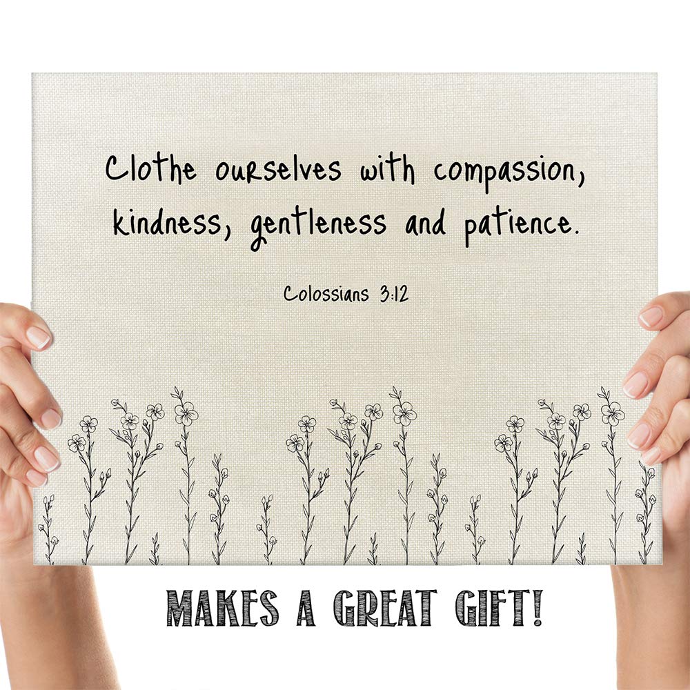 TJ Originals - Inspirational Christian Bible Verse Wall Art Print (Colossians 3:12) - 11x14 Scripture Decor with Wild Flowers - Perfect for Home, Office & Church Decor - Thoughtful Gift for Women, Family & Friends (Birthday, Housewarming, Religious Occasions)