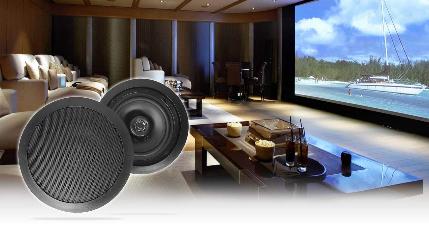 RPA70WBT Bluetooth Karaoke Amplifier with 4 x 6.5 Inch Black Ceiling Speakers & Microphones - Perfect for Home Theater, Karaoke Parties, and Multi-Room Audio Systems