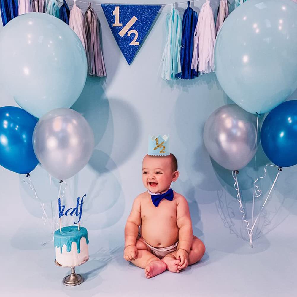 Baby Boys Birthday Crown - Blue Felt Hat for Kids Birthday Party | Toddler Boy Birthday Accessories for 1st, 2nd, 3rd Year Celebrations & Photo Shoots
