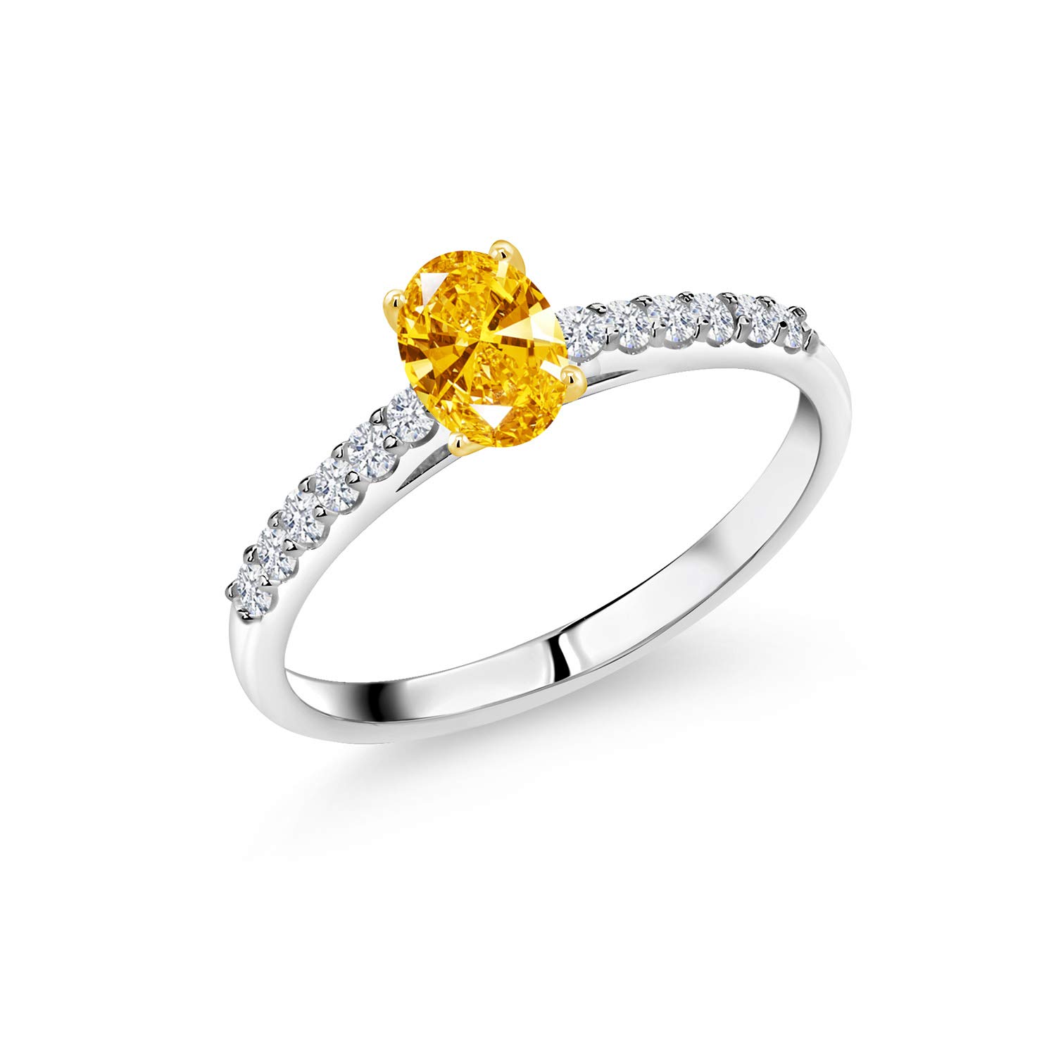 10K Gold Prong 925 Silver Ring with Zirconia - Elegant Jewelry for Parties & Gifts