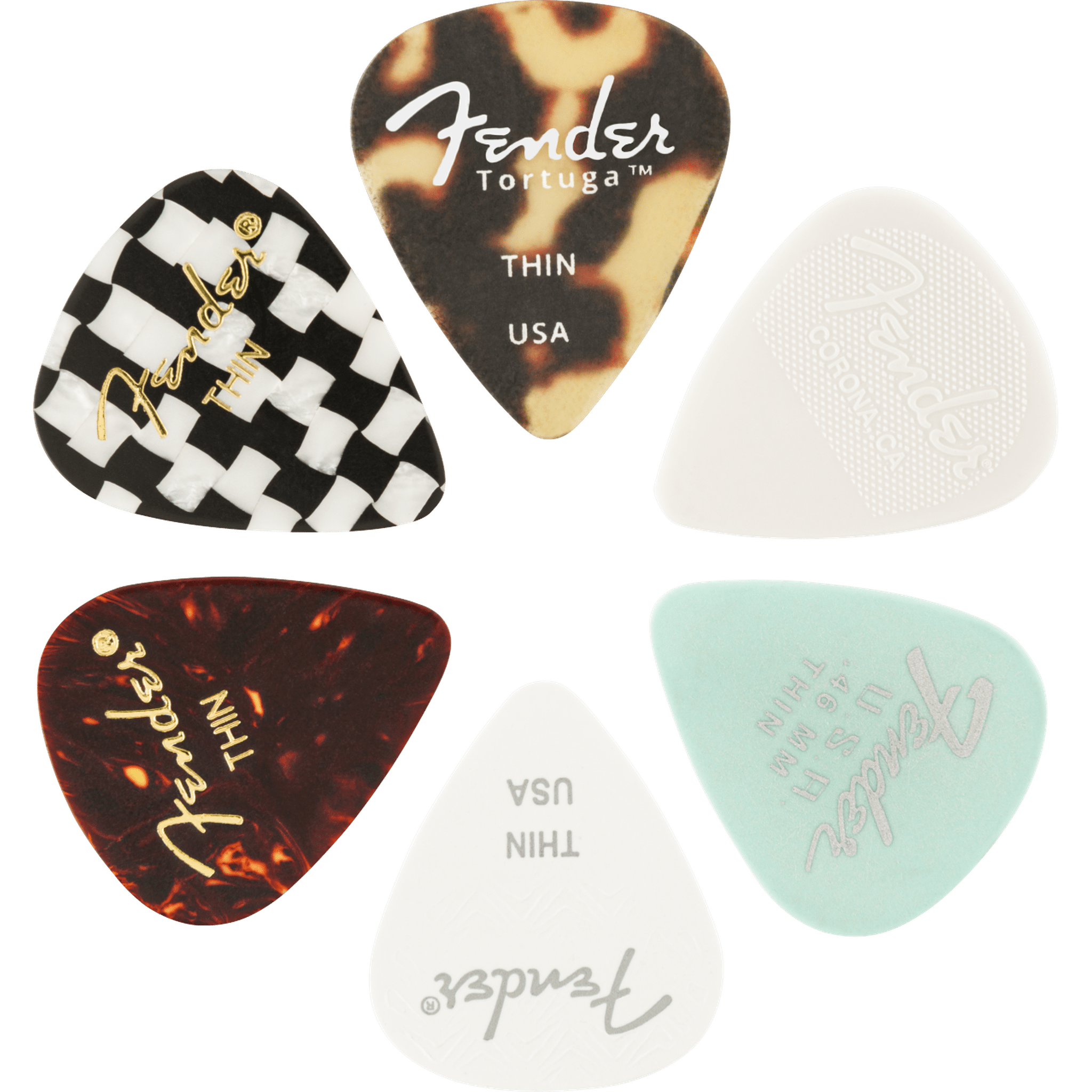 Fender 351 Shape Pick Pack - Variety of Thin Guitar Picks for Acoustic & Electric Guitars - Perfect for Strumming, Picking & Lead Playing