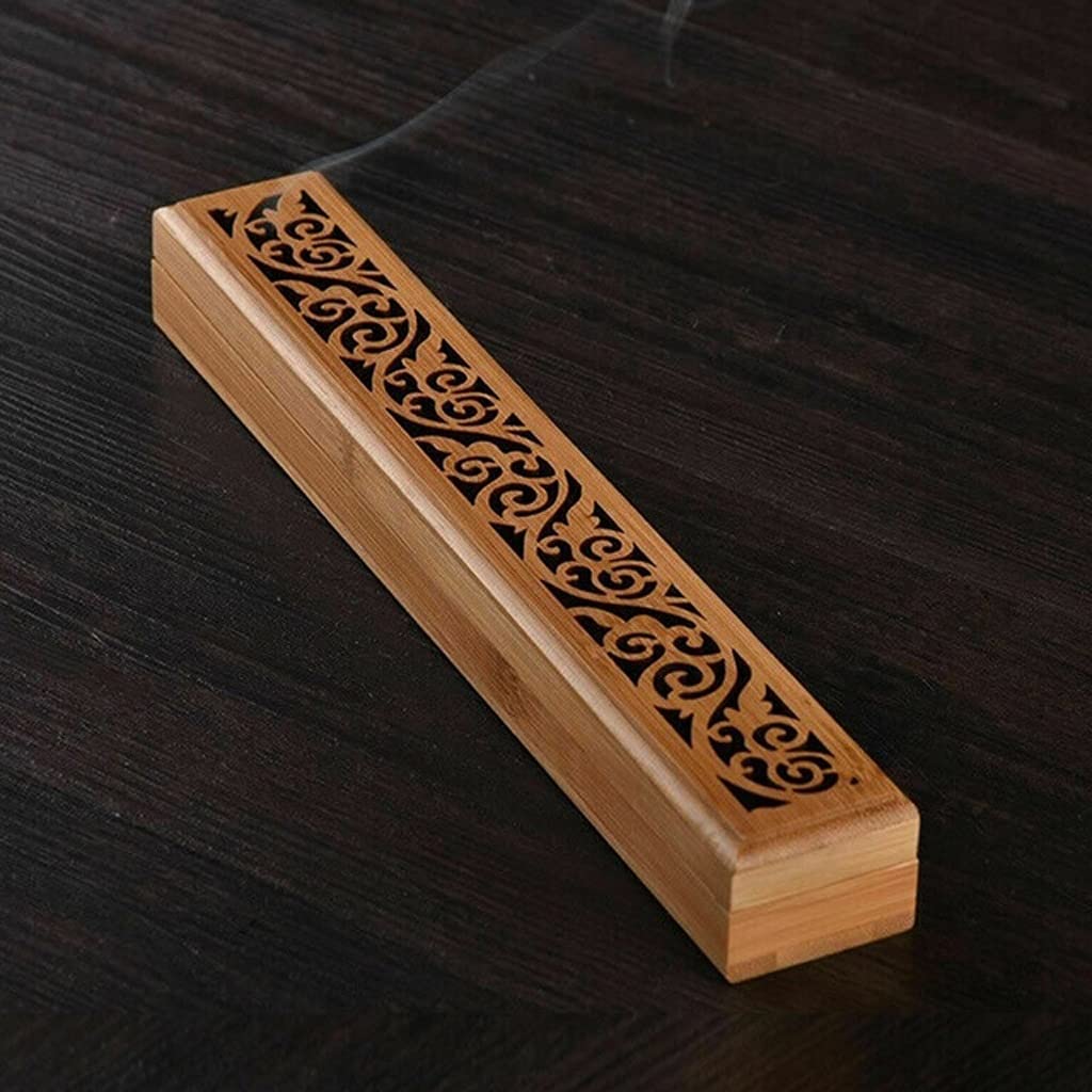 MGWYE Bamboo Wooden Incense Stick Holder - Premium Joss Stick Burner with Ash Catcher for Aromatherapy & Meditation (Color: Brown) - Perfect for Yoga, Home Decor, and Spiritual Relaxation
