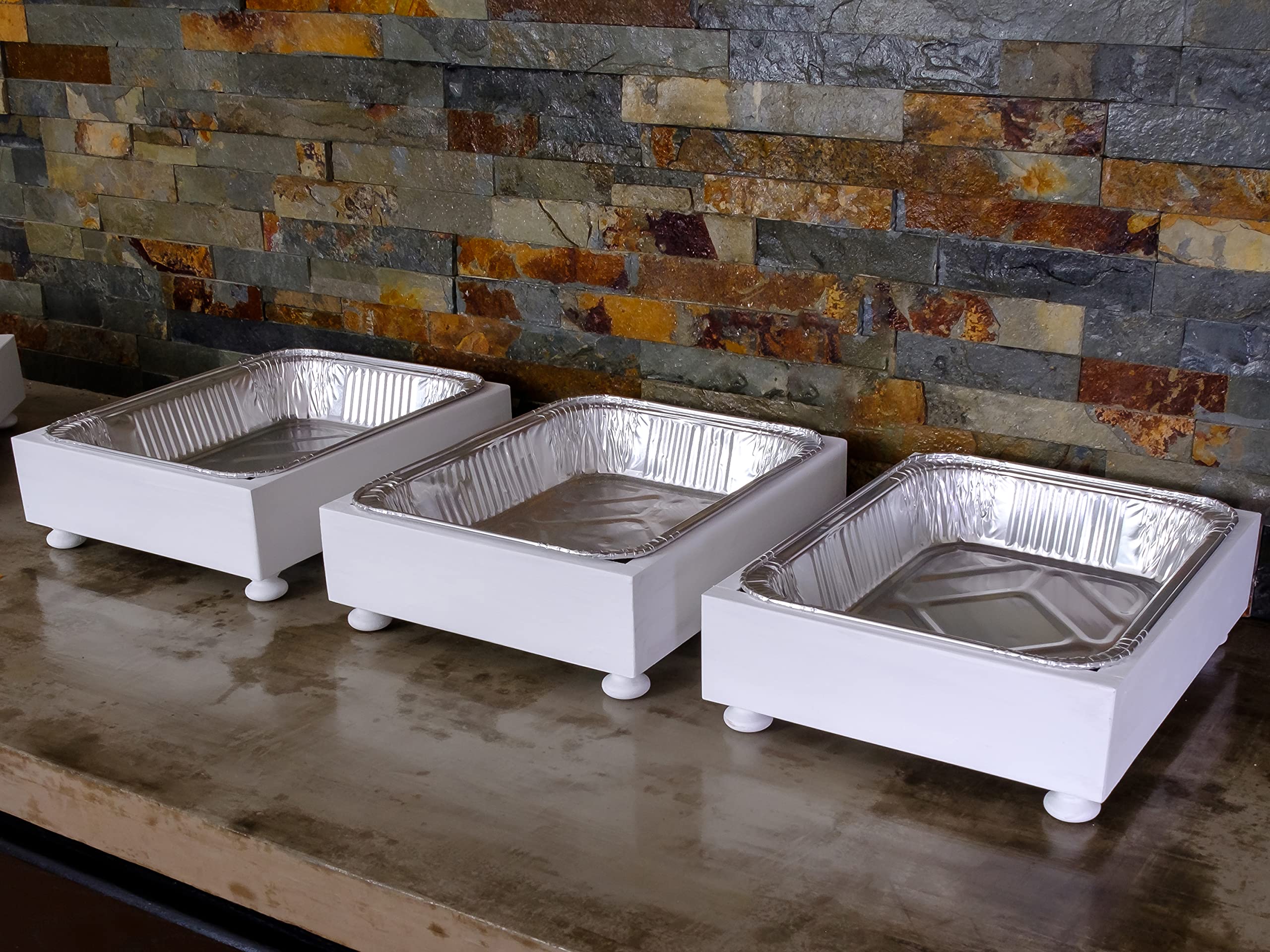 Full Size Disposable Aluminum Foil Pan Holder - Heavy Duty Buffet Server & Tray Display Stand for Catering, Weddings, Parties - Perfect for Farmhouse Kitchen Decor & Event Serving