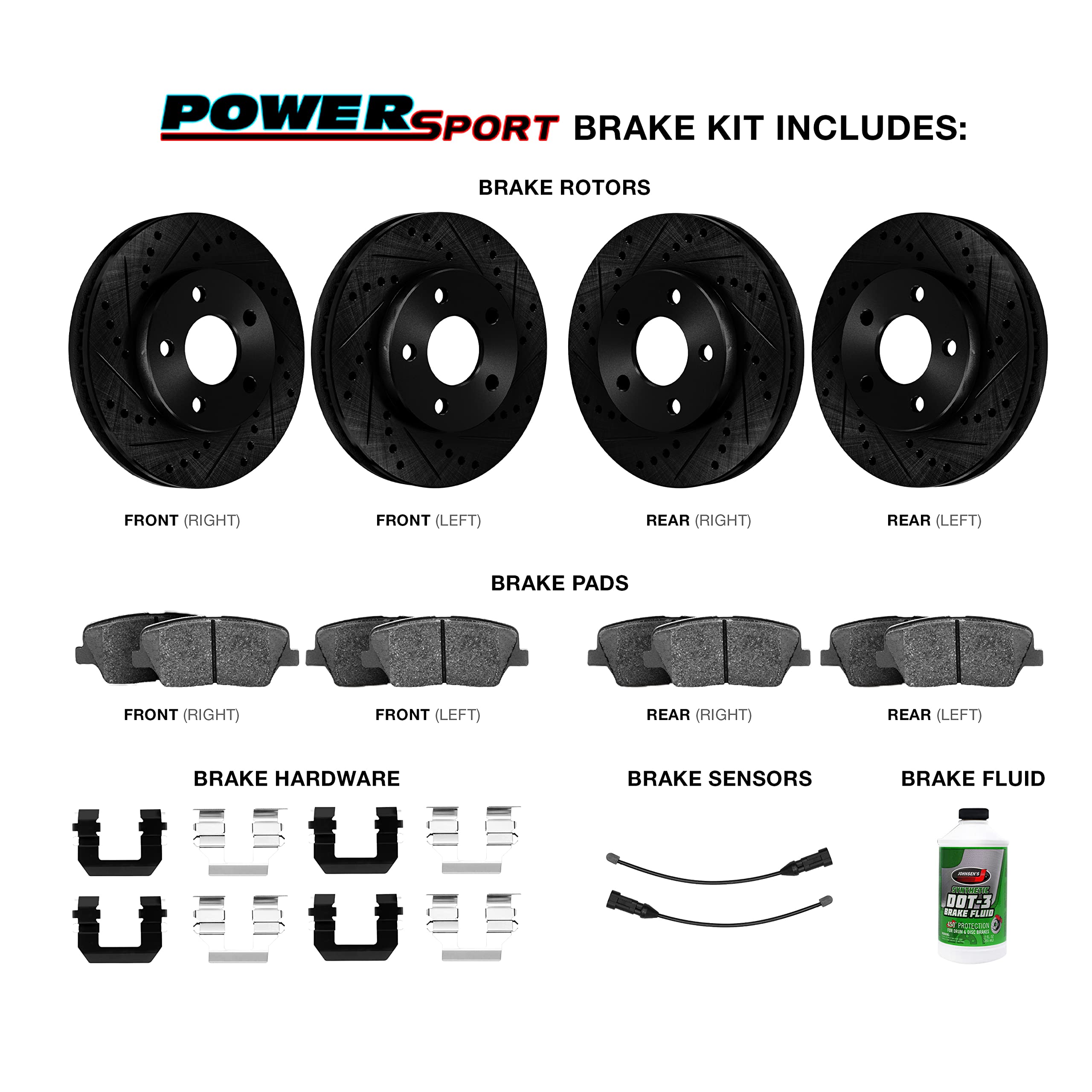 Premium Power Sport Front & Rear Brake Kit - Ceramic Brake Pads & Rotors with Hardware & Sensor Wire BBCC.31002.52 | High-Performance Braking System for Motorcycles, ATVs & UTVs | Ideal for Off-Road, Racing & Daily Commuting