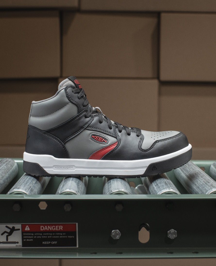 Men's Overton Mid Work Shoe with Carbon Toe - Steel Grey/Black | Durable Safety Boots for Construction & Industrial Work