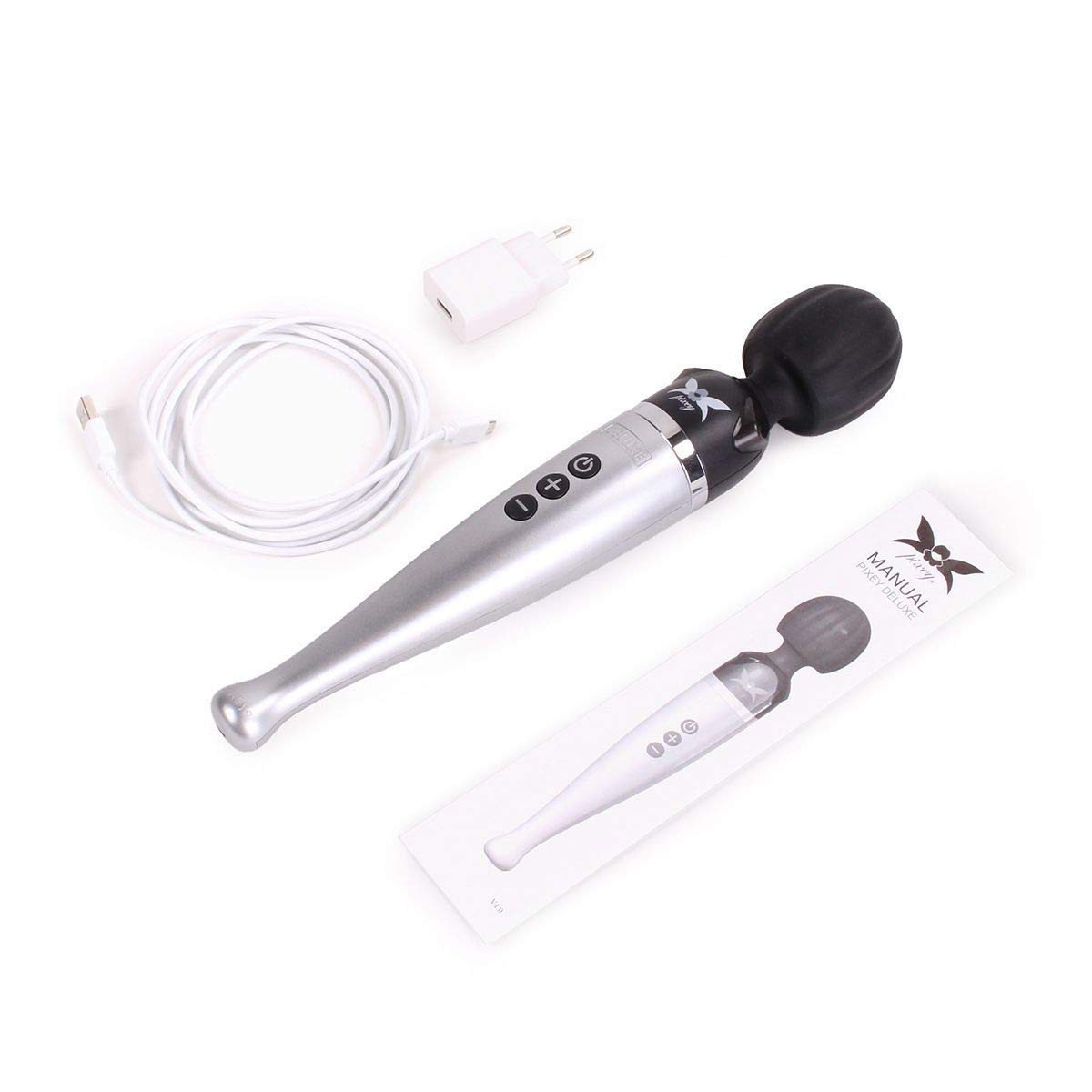 Pixey Deluxe Rechargeable Wireless Wand Massager - Portable & Waterproof for Muscle Relaxation - Perfect for Home Spa, Travel & Pain Relief Therapy