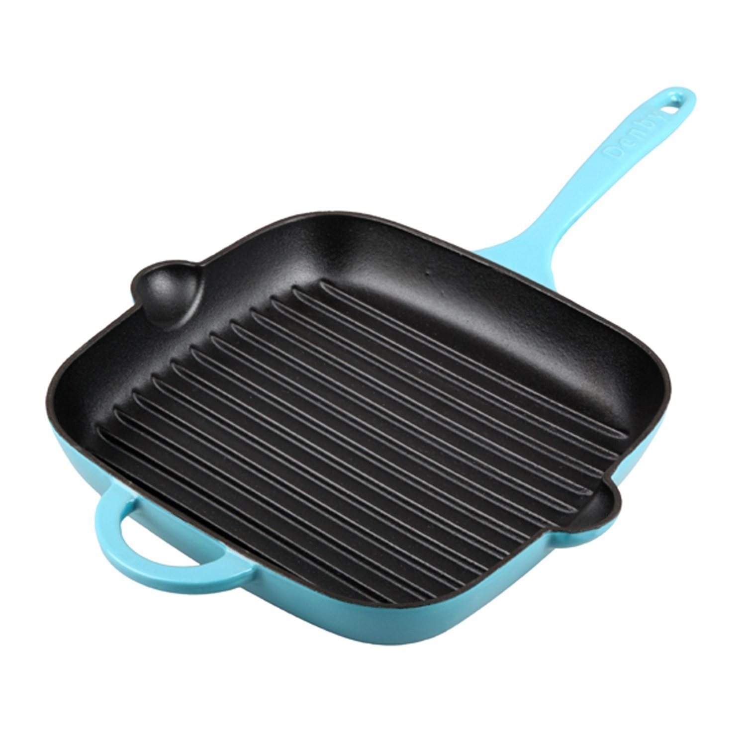 Denby Azure Cast Iron Griddle Pan – Premium Cookware for Stovetop & Oven – Perfect for Pancakes, Steaks & Grilled Cheese