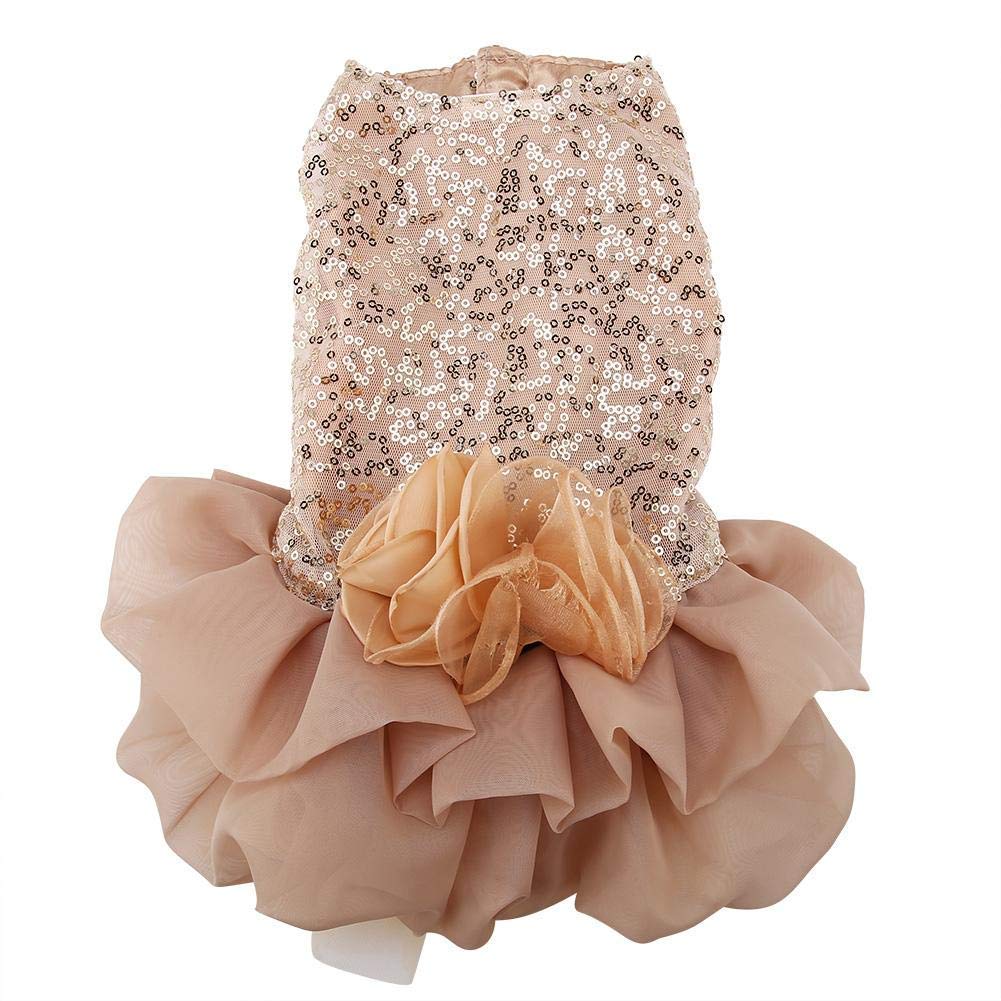 Elegant Gold Sequin Dog Dress for Small Dogs - Silky Puppy Princess Costume for Weddings & Special Occasions