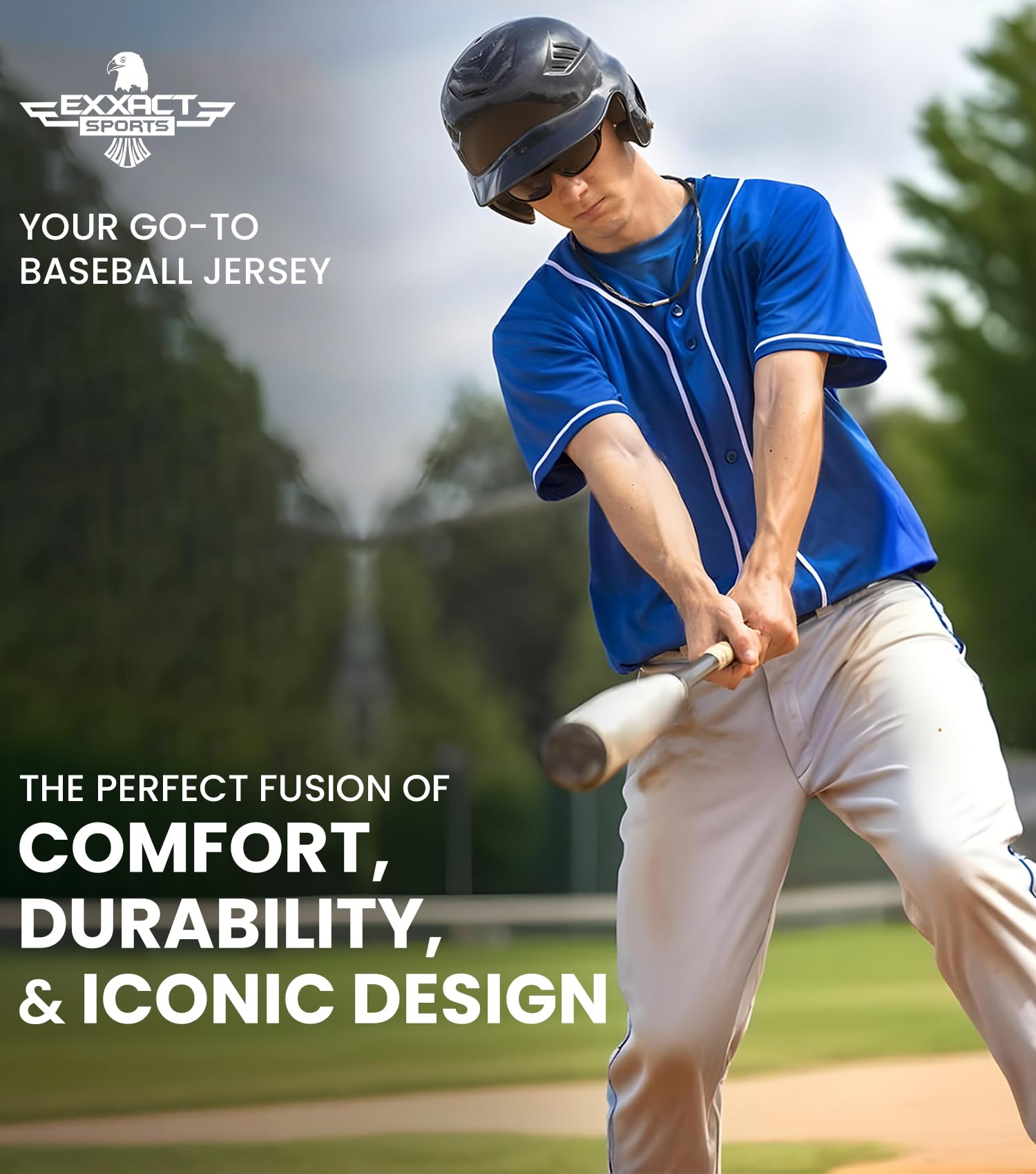 Exxact Sports Blank Baseball Jersey for Men & Women - Button Down Plain Baseball Uniform for Teams & Casual Wear - Perfect for Baseball Games, Practice, and Fan Apparel