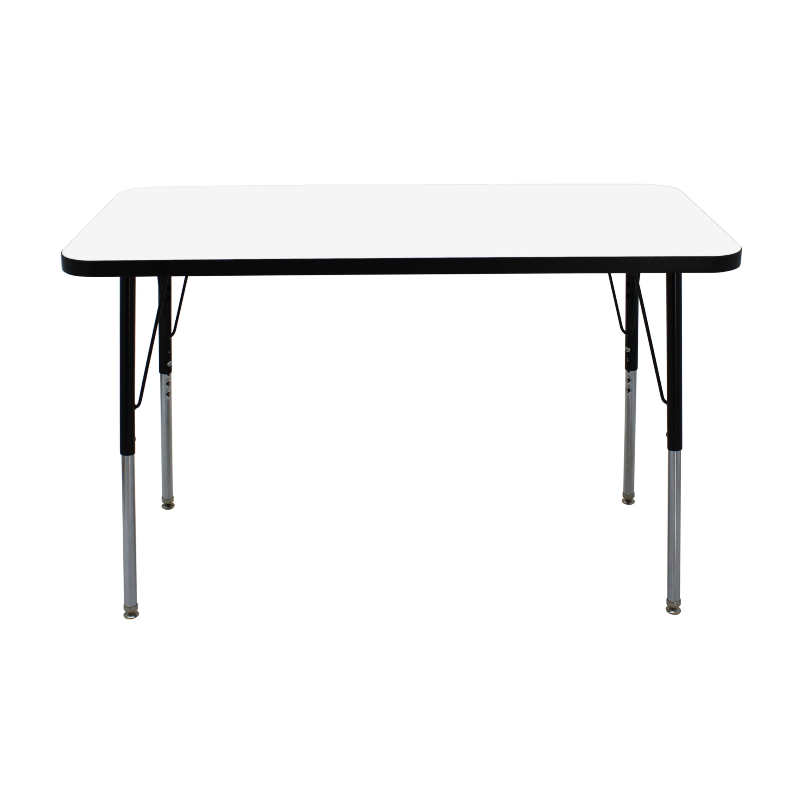 FDP 24x48 Inch Adjustable Height Dry-Erase Activity Table - Whiteboard Top with Black Edge for School, Office & Home - Swivel Glide Standard Legs (19-30