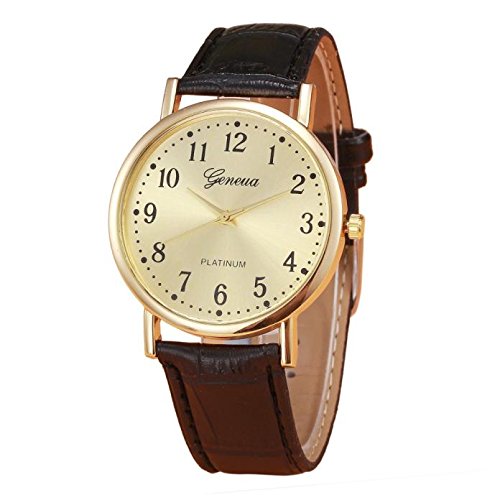 Vintage Leather Strap Quartz Wristwatch - Analog Unisex Watch with 22mm Alloy Case & Replaceable Rubber Band for Men & Women | Perfect for Casual Wear, Office & Special Occasions