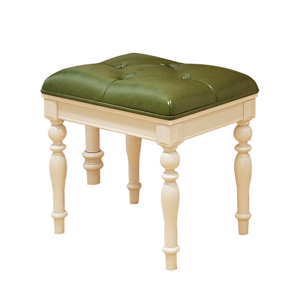 Elegant Green Vanity Bench - 43x33x44cm Dressing Stool for Bedroom, Makeup Chair with Storage, Shoe Bench & Piano Stool - Perfect for Home Decor, Boudoir & Beauty Room Organization