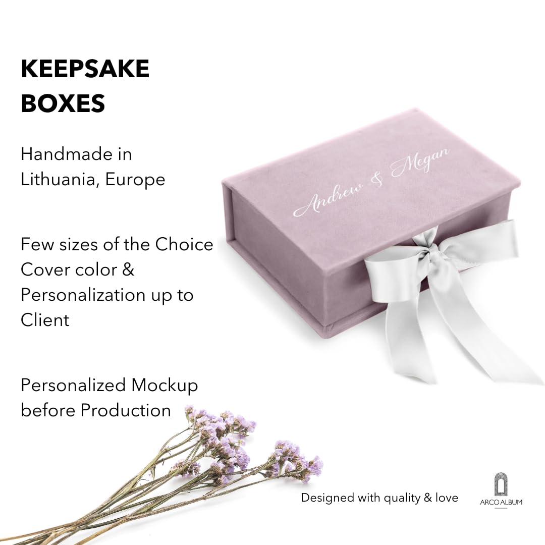 Velvet Photo Storage Box for 4x6, 5x7, 8x10 Photos | Wedding Anniversary Keepsake Gift Box for Couples | Elegant Memory Box with Ribbon Bow | Perfect for Photo Albums, Wedding Favors, and Special Occasion Gifts