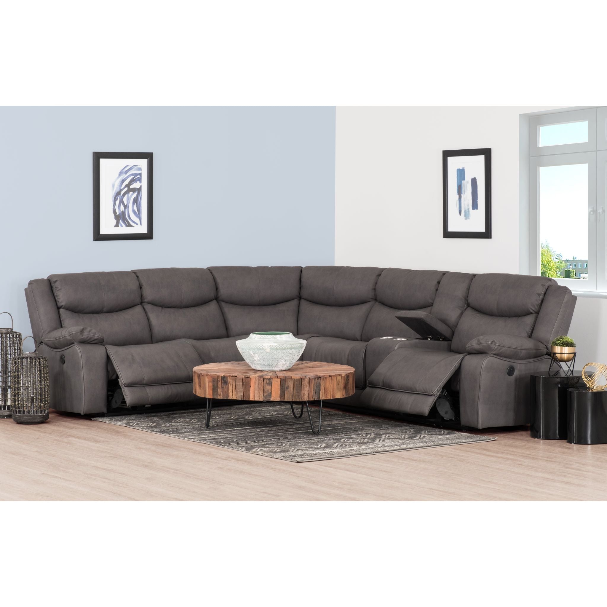 Adeja 3-Piece Power Reclining Sectional Sofa Set with USB Chargers - Modern L-Shaped Living Room Furniture for Home Theater & Family Gatherings