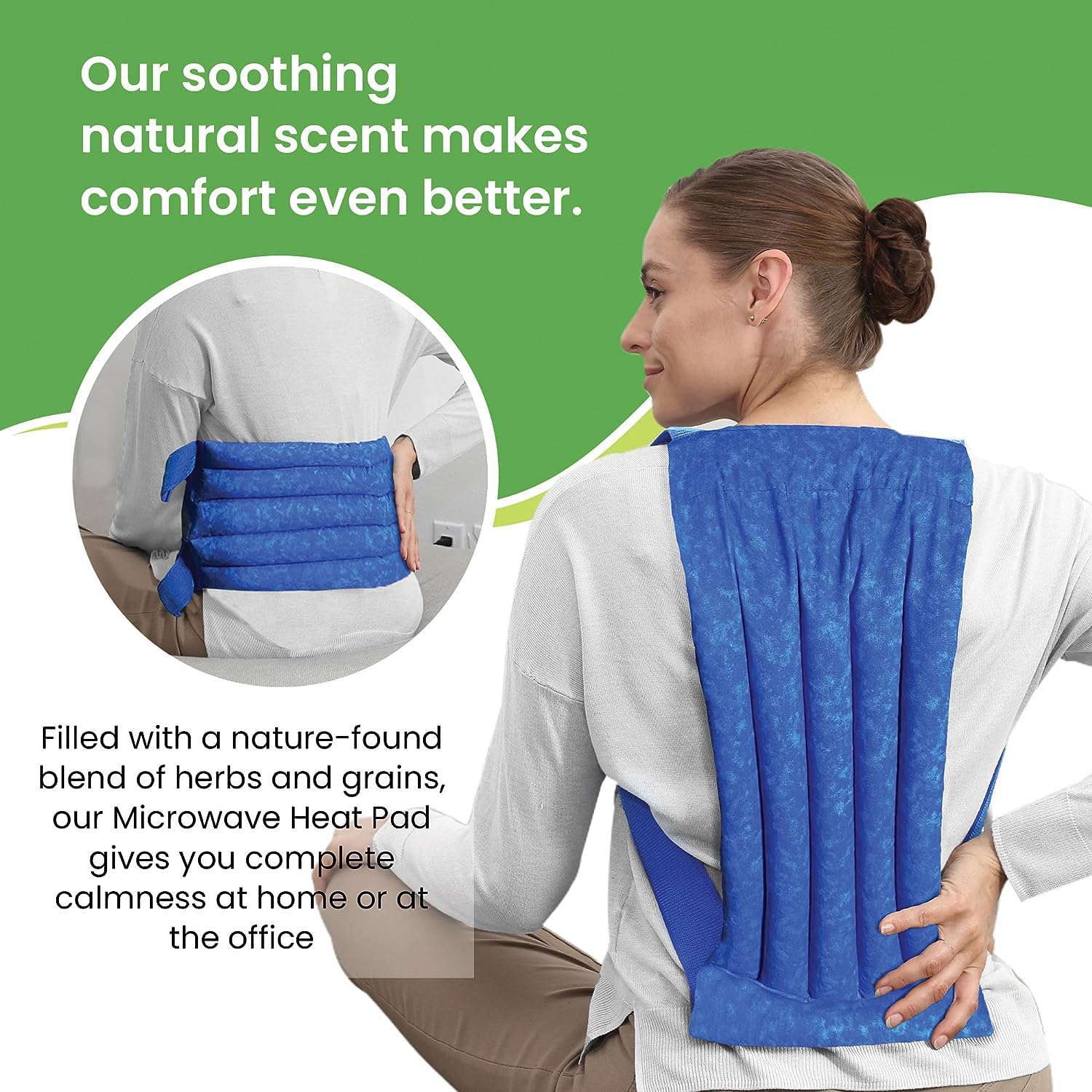 Nature Creation Reusable Microwave Heat Pad - Hot Therapy Pack for Back Pain, Sore Muscles & Spine Relief - Microwavable Heating Pad for Home, Office & Travel Use - Blue Marble (1 Pack)