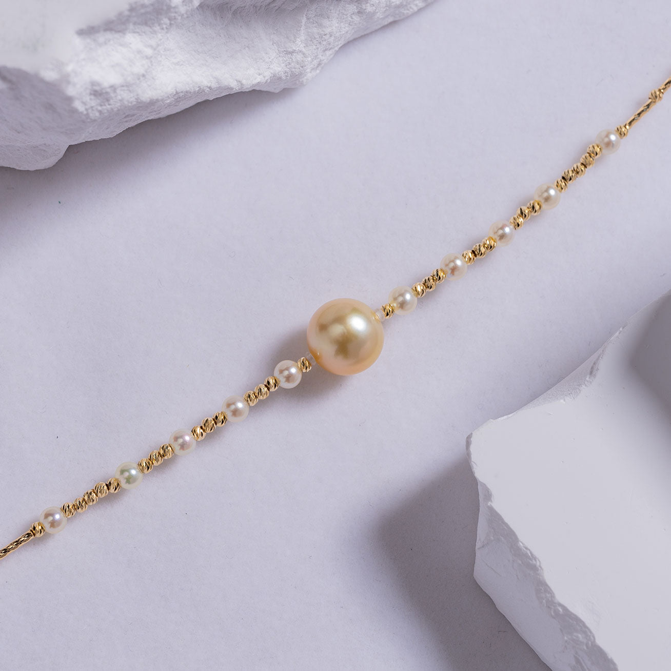 18K Solid Gold Saltwater Pearl Bracelet KB00019 | Elegant Women's Jewelry Gift for Wedding, Anniversary & Special Occasions | Perfect for Bridal, Party & Formal Events