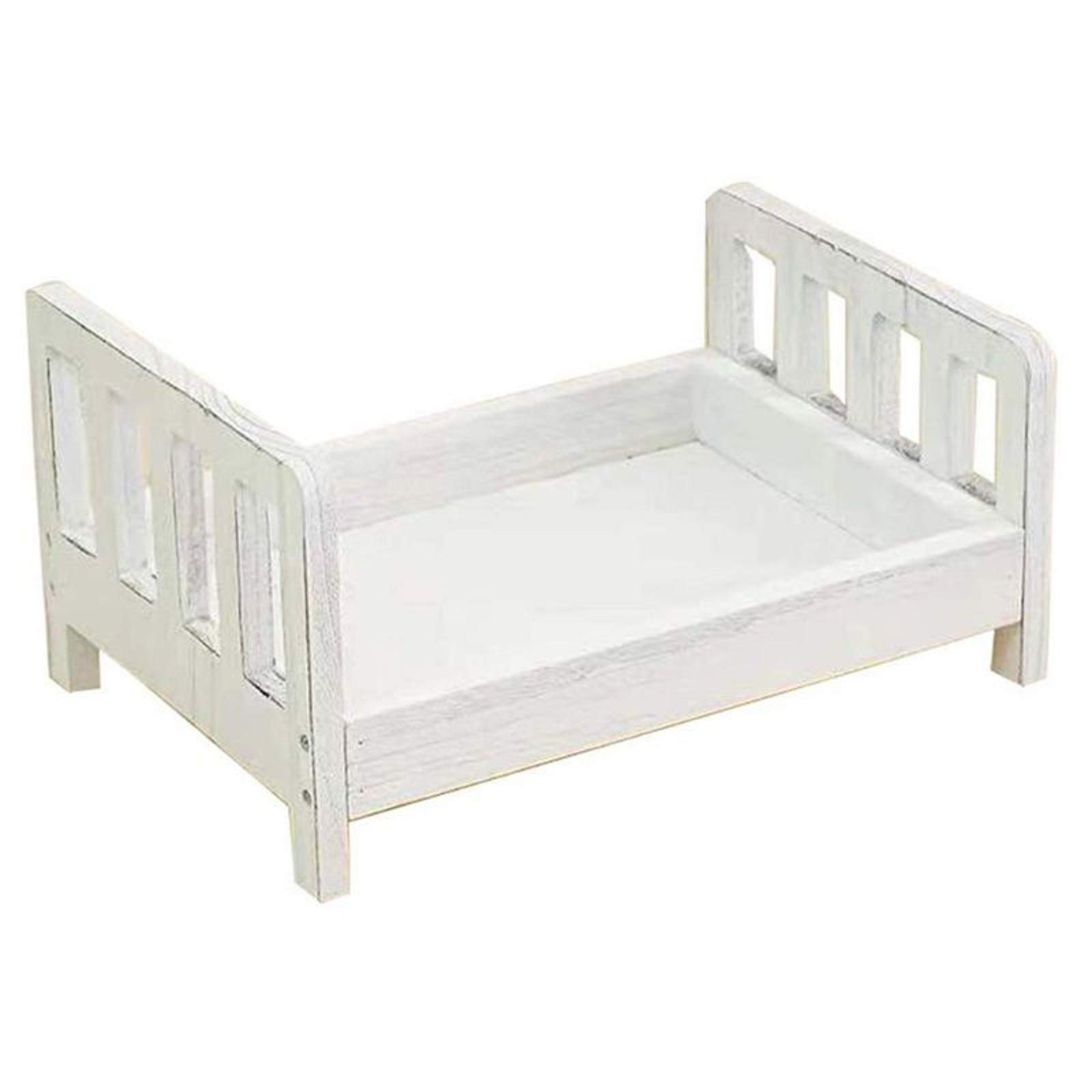 White Detachable Newborn Baby Posing Prop Bed - Photography Cot for Newborn & Small Doll Photo Shoots - Perfect for Studio, Nursery, and Baby Shower Background Props