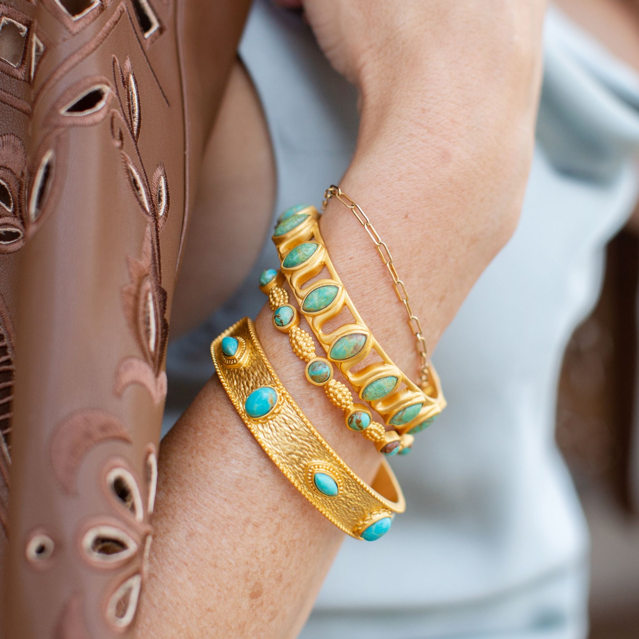 Aphrodite Turquoise Cuff Bracelet - Elegant Boho Jewelry for Women, Perfect for Casual Wear, Parties & Gifts