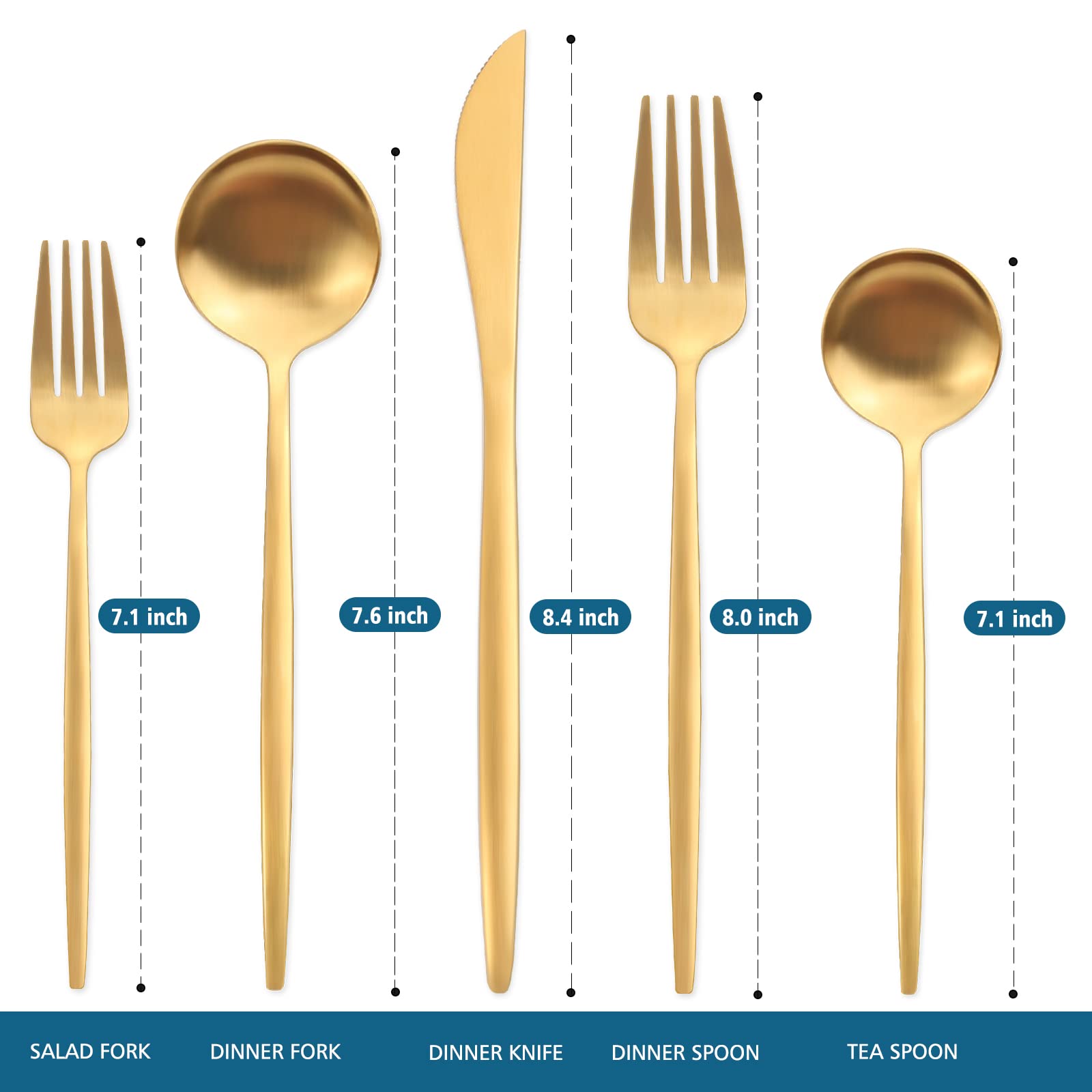 Matte Gold Silverware Set - 30-Piece Stainless Steel Flatware Cutlery Set with Forks, Knives & Spoons | Elegant Dinnerware for Home, Restaurant & Kitchen | Dishwasher Safe 6-Person Place Setting | Perfect for Dinner Parties, Weddings & Holiday Gatherings