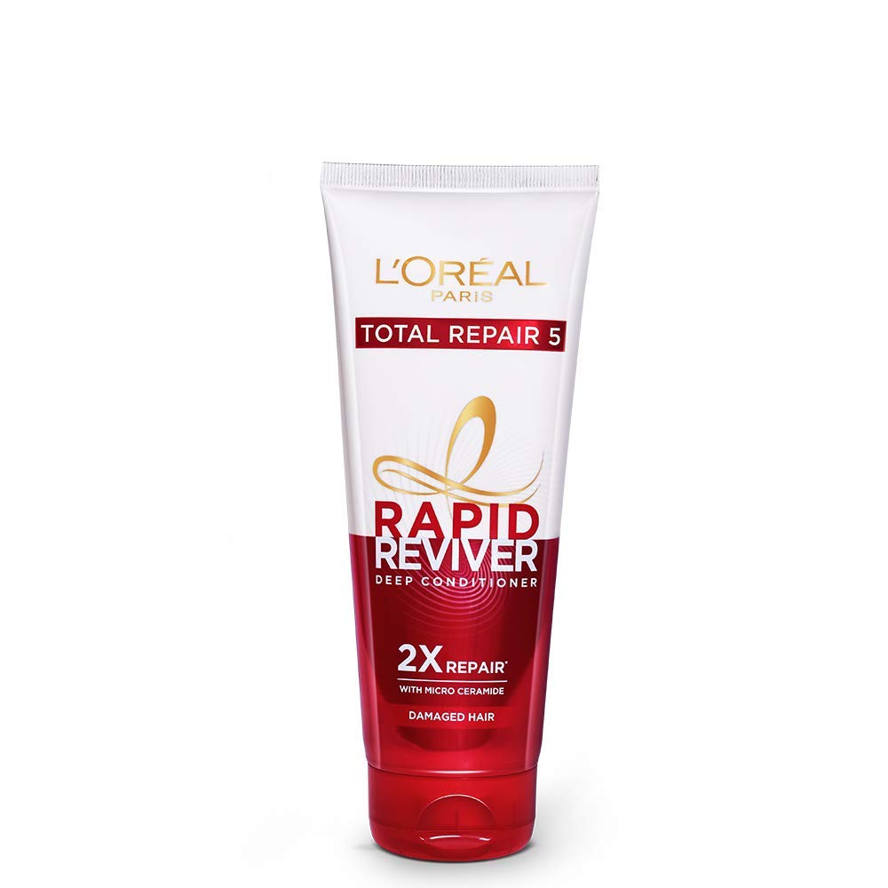 L'Oreal Paris Rapid Reviver Total Repair 5 Deep Conditioner 180ml & Rapid Reviver 6 Oil Nourish Deep Conditioner 180ml - Hair Repair Treatment for Damaged Hair - Perfect for Dry, Frizzy, and Color-Treated Hair at Home or Salon Use
