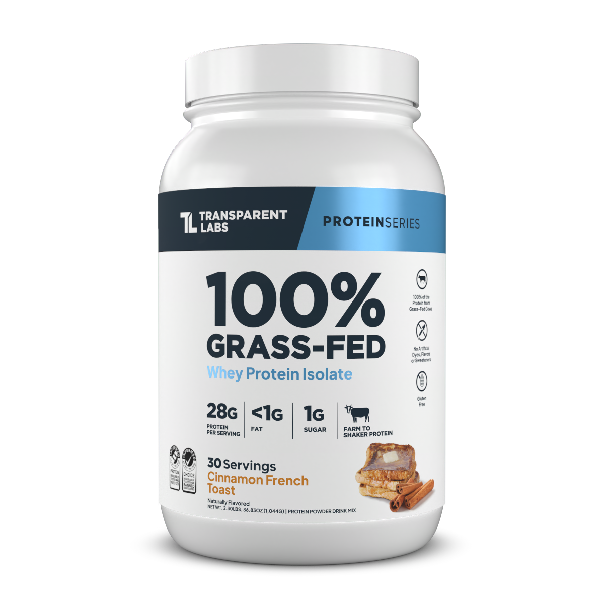 Grass Fed Whey Protein Isolate Powder - 100% Pure, Unflavored, Low Carb & Lactose Free - Ideal for Post-Workout Recovery, Muscle Building & Keto Diet
