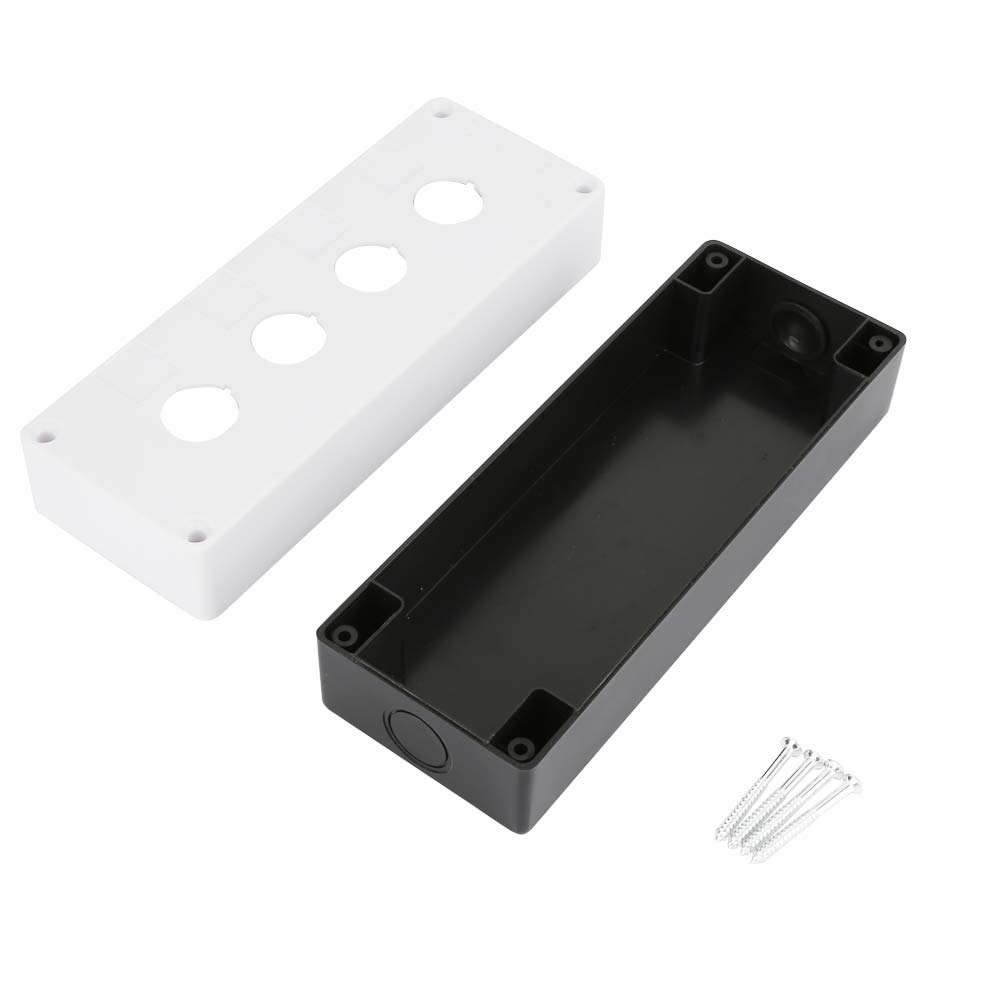 22mm Waterproof Push Button Switch Control Box - BX4 Four Holes Protective Enclosure (Yellow/White) for Industrial Equipment, Machinery & Electrical Control Panels