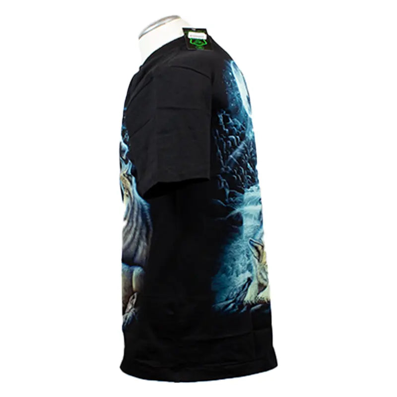BOL/Open Road Men's Glow In The Dark Howling Wolf Graphic T-Shirt - Cool Novelty Tee for Nighttime Parties, Concerts & Outdoor Adventures